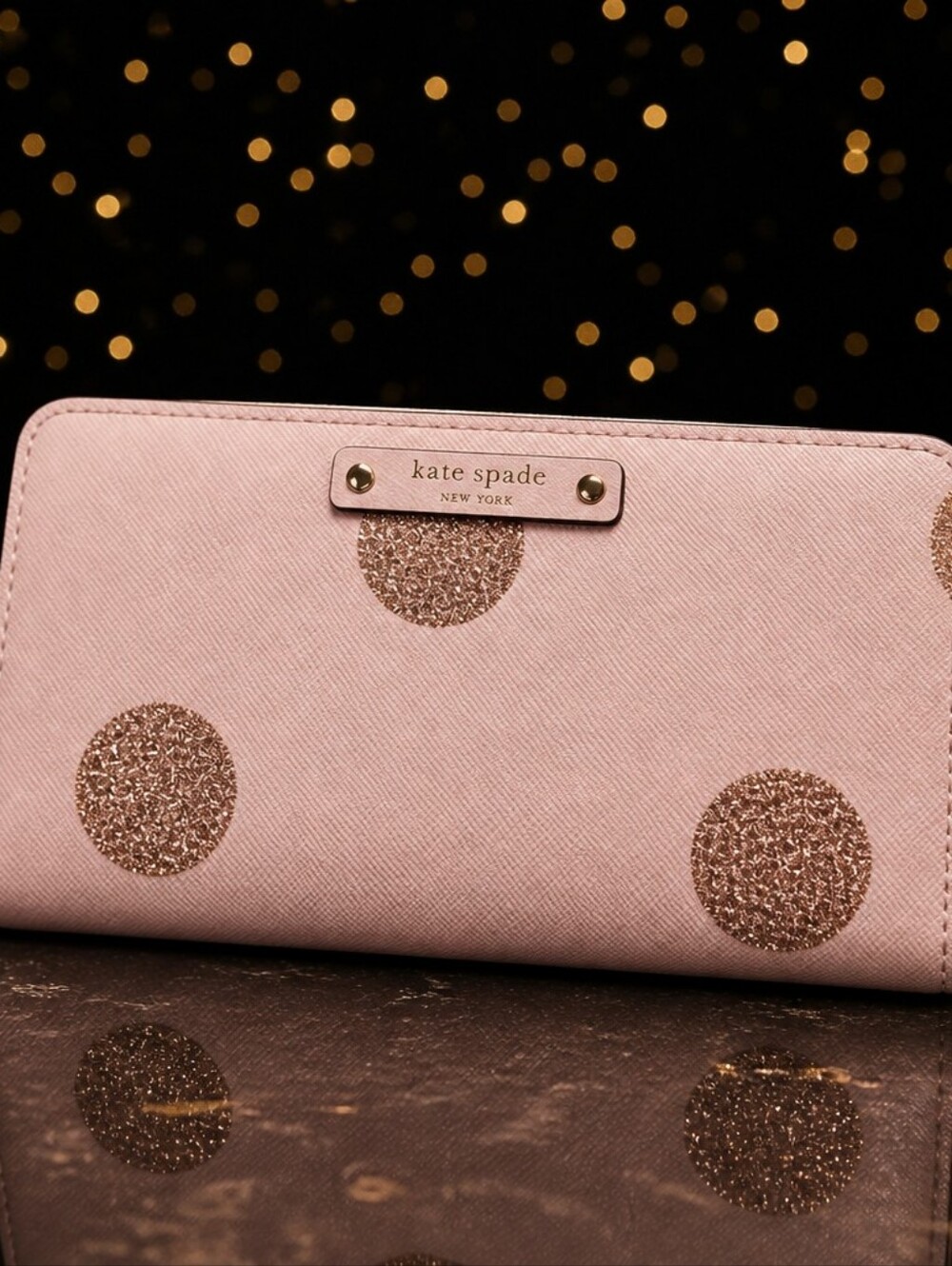 Kate Spade Pink Glitter Dotted Wallet